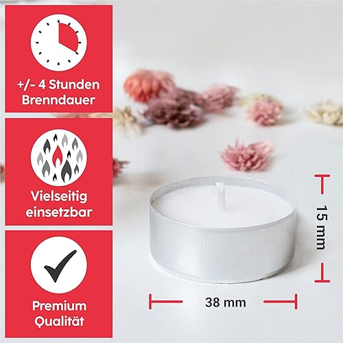 Lot de 50 bougies chauffe-plat HOFER - L'original - Petites bougies - Sans parfum - Bougies pour décorer, fête, profiter, se détendre - Nail Gallerys