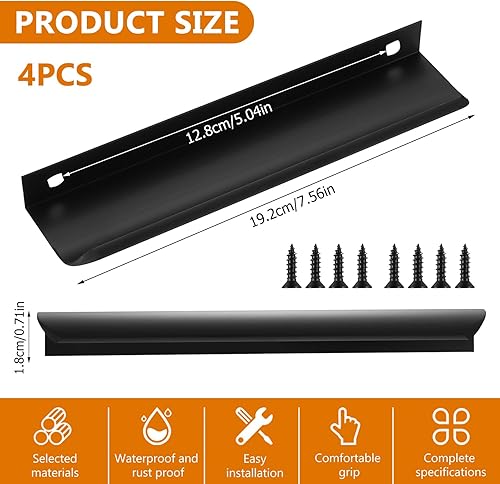 IYEREER 5 Pcs Poignet de Porte Cuisine, Poignée de Meuble Cuisine 128mm, Invisible Poignée de Porte Cuisine Noir, Poignée de Tiroir, Poignée de Placard pour Tiroirs Armoires Placard Meubles(Noires) - Nail Gallerys