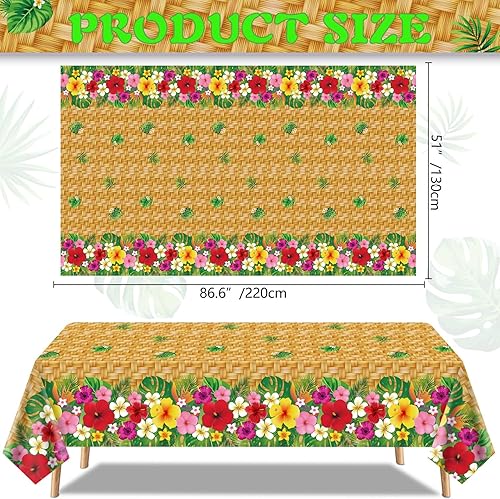 Lot de 4 nappes hawaïennes Luau - Motif feuilles de palmier tropical - 86 x 51 cm - Nappe de table pour bébé, anniversaire, fête, été, piscine, décoration de fête tropicale - Nail Gallerys