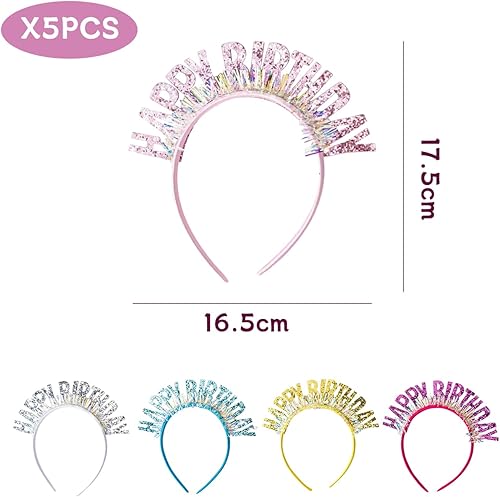 YSJCHEBS Bandeaux d'anniversaire 5 Pièces, Bandeaux À Paillettes, Bandeaux Colorés, Bandeaux De Fête, Bandeaux pour Filles, Bandeaux Créatifs Mignons - Nail Gallerys