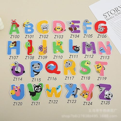 CYWQ Lot de 26 écussons thermocollants en forme de lettres de l'alphabet à coudre pour sacs d'école, vêtements, vestes, chapeaux, sacs à dos, jeans - Nail Gallerys