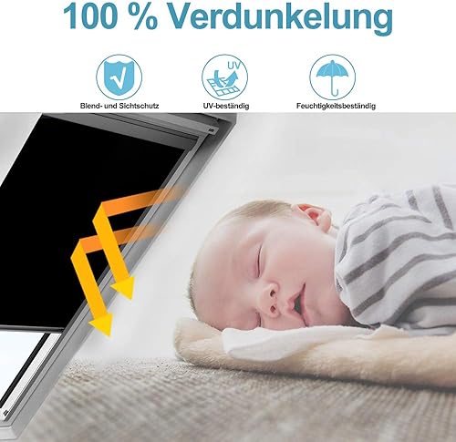 EINFEBEN Store occultant pour fenêtre de Toit / M08 Noir (61,3 x 116,0 cm) / occultant et Protection Thermique - Nail Gallerys