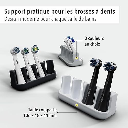 Qikfresh - Support pour 4 brosses à Dents | pour têtes de Brosse à Dents | en Silicone Alimentaire (Noir) - Nail Gallerys