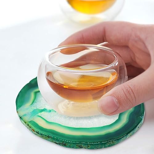 sharprepublic Tranche de Géode d'Agate Naturelle sous-Tasse Plateau Dessous De Tasse Verre Ustensile Cuisine - Vert - Nail Gallerys
