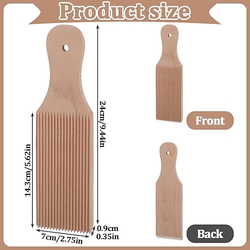 AOZUO Gnocchi - Planche à pâtes - Accessoire pour machine à pâtes - Rouleau à pâtisserie avec motif - En bois de hêtre naturel - Pagaie avec rouleau - Machine à pâtes Garganelli - Macaroni - Rouleau à - Nail Gallerys