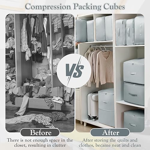 Coikes Lot de 2 Organisateur d'Auto-Compression Ultra peu Encombrant Très Grand Sac de Compression Voyage Sacs de Rangement Compressible pour couettes, vêtements, couvertures (54x42x60cm) - Nail Gallerys