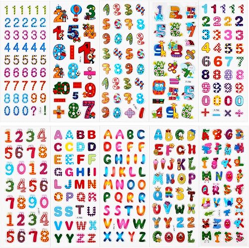 HOWAF 48 Feuilles Plus de 1000 Novelty Autocollants 3D pour Enfant, Fille et Garçon Gommettes Stickers Enfant, Lettres, numéros, Dinosaures, Voitures et Plus - Nail Gallerys