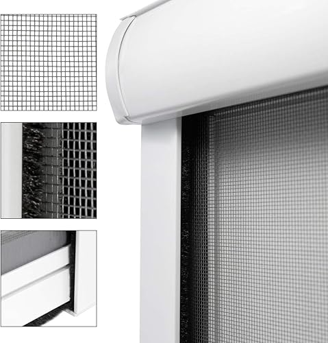 ECD Germany Moustiquaire Store Enroulable pour Fenêtre - 90 x 160 cm - Blanc - Cadre en Aluminium - Filet en Fibre de Verre - avec Kit de Montage - Résistant aux Intempéries - Anti-Mouches Insectes - Nail Gallerys
