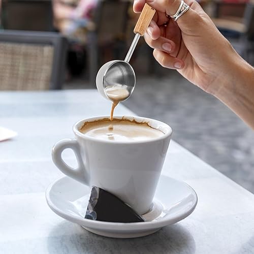 Cuillère à café vintage de 8 ml - Cuillère à café moulu en acier inoxydable - Longue poignée en bois - Cuillère à mesurer en métal pour café, thé, miel - Nail Gallerys