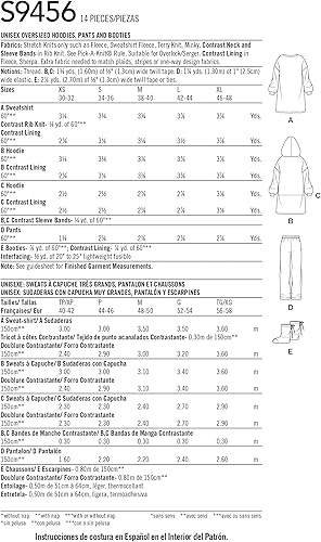 Simplicity Sewing Pattern S9456 Patron de couture unisexe à capuche, pantalon et chaussons surdimensionnés - Nail Gallerys