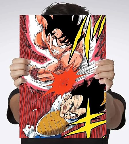 Genérico Poster Poster Dragon Ball Z Goku vs Vegeta Kaioken - Format A4 (210 x 297 mm) - Idéal à encadrer ou à placer directement sur le mur - Papier photo brillant premium de 255 g/m² - Nail Gallerys