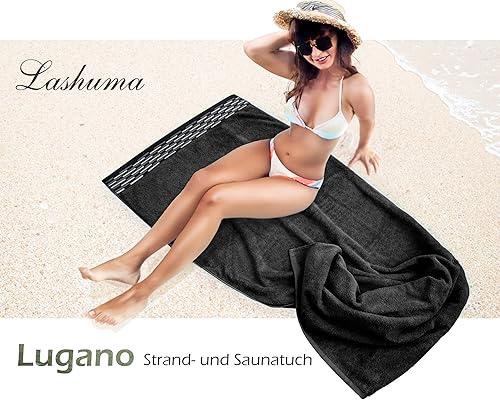 Lashuma Serviette de Plage XXL Coton Lugano, Drap de Bain Orange, Serviette de Bain 100x200 cm - Nail Gallerys