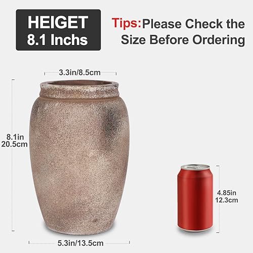 Vase rustique en céramique de 20,6 cm, vase de ferme pour décoration d'intérieur, vase décoratif en terre cuite et vase vintage, vase marron adapté pour la décoration de la maison, du salon, de - Nail Gallerys