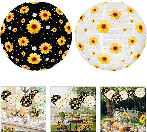 YUGSHNKFC Lot de 6 lampes de fête en forme de tournesol accrocheur de 24 cm à suspendre pour porche et arrière-cour - Nail Gallerys