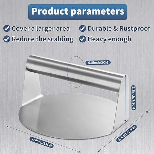 Presse Burger en Acier Inoxydable 304-5,5 Pouces, Idéale pour Smash Burger et Steak Haché - Nail Gallerys