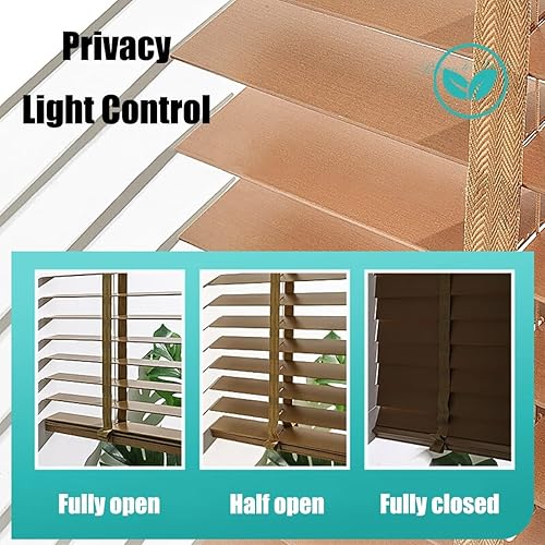 Store Plissé de Fenêtre Portes Store Chambre en Bois Lattes de 50mm Volets Persiennes Protection Vie privée(Light Brown) - Nail Gallerys