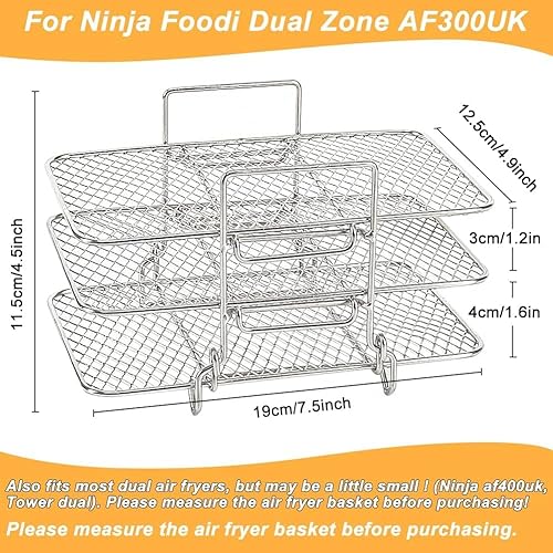 3 niveaux Accessoires de grille pour friteuse à air, sur acier inoxydable avec accessoires de grille Ninja Foodi, grille polyvalente compatible pour friteuse à air COSORI/Instant Vortex/Proscenic - Nail Gallerys