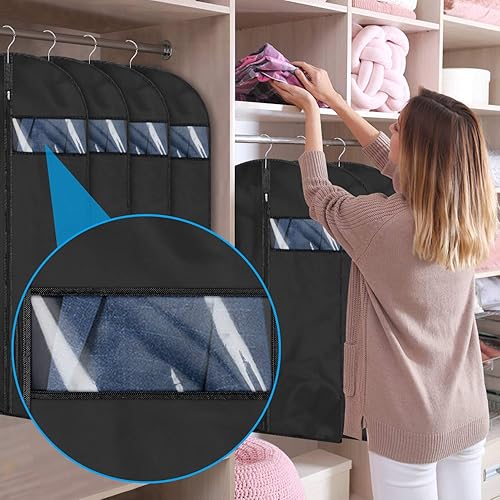 Qisiewell Lot de 6 housses pour vêtements de qualité supérieure Noir 3M 60 x 100 cm + 3L 60 x 120 cm Rangement à long terme pour veste manteau costume protection contre la poussière et les mites. - Nail Gallerys