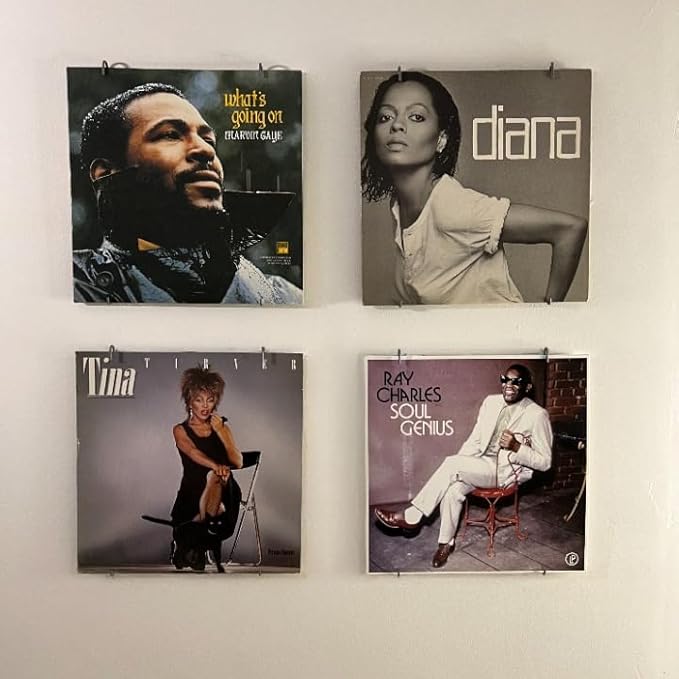 Générique Vinylis – 4 Supports Muraux Vinyle 33 Tours | Accroche & Présentoir pour Pochettes | Cadres Déco Pochette Disque | Rangement et Porte Vinyle Design - Nail Gallerys