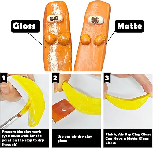 EIGTWEN 100 ml vernis argile autodurcissante et 29 pièces outils poterie, Gloss vernis argile protège l'argile de l'usure superficielle, outils sculpture argile peut être utilisé pour sculpture(Gloss) - Nail Gallerys