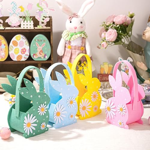 Corbeille à œufs en forme de lapin - 4 moules de chasse aux œufs de Pâques - Sac coloré pour bonbons, chocolats et cookies - Nail Gallerys