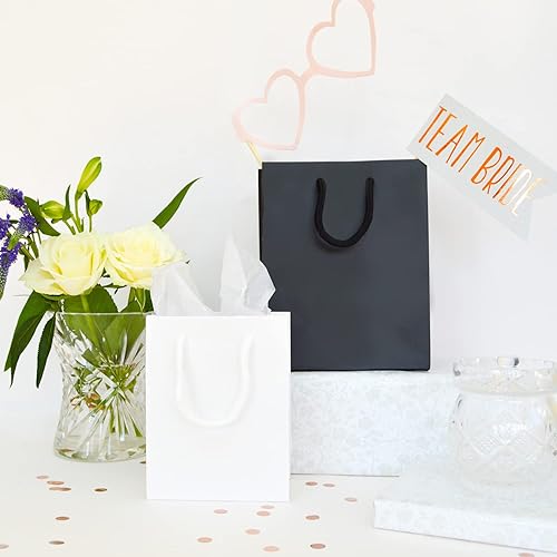 Thepaperbagstore 10 Très Petit sacs-cadeaux de fête en papier Mat poignée en corde (Blanc - Medium Height 250x100x360mm) - Nail Gallerys