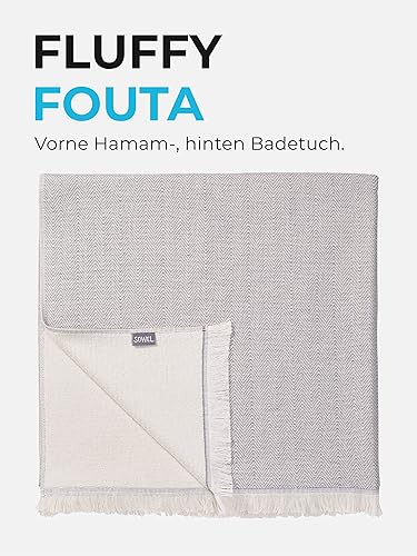 Sowel® Serviette de hammam de qualité supérieure avec dos en tissu éponge, serviette de plage en 100 % coton biologique, 100 x 190 cm, fabriquée au Portugal, gris/écru - Nail Gallerys