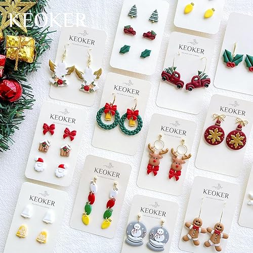 KEOKER Lot de 20 emporte-pièces en argile polymère de Noël pour la fabrication de boucles d'oreilles, 20 emporte-pièces en argile polymère pour Noël, Père Noël (tous) - Nail Gallerys