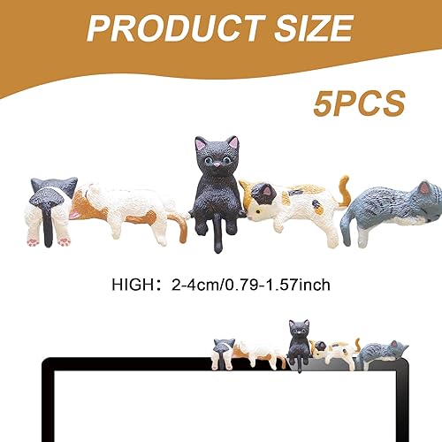 JZLEJC 5pcs Mini Figurines de Chat, décoration réaliste Mignonne de Chat en PVC pour Moniteur d'ordinateur, décoration d'étagère Voiture du Bureau à Domicile - Nail Gallerys