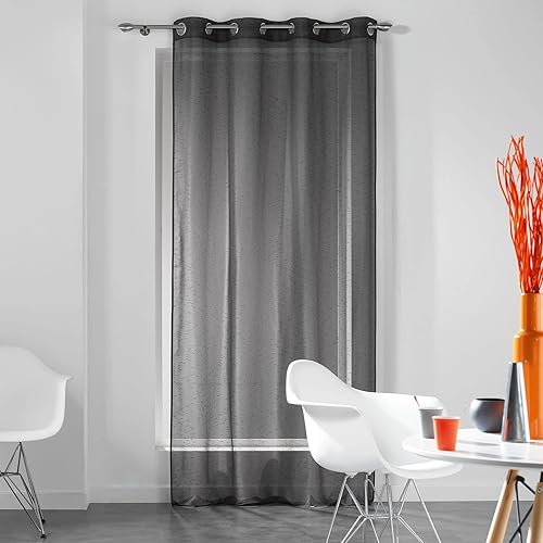 Douceur d'Intérieur, Voilage à Oeillets (140 x 240 cm) Dandy Blanc, Voile Fils Coupés - Nail Gallerys