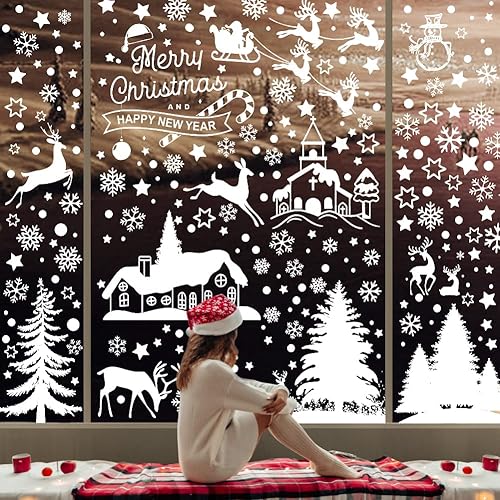9 Feuilles Stickers Noel Fenetre, Decoration Noël Vitrine Porte Interieur Réutilisable Flocon de Neige Blanc Autocollants Électrostatique PVC - Nail Gallerys