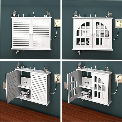 PPGE Home Étagère de Rangement Murale pour Routeur WiFi Boîte de Rangement pour Câble et Routeur Étagère Flottante pour Routeur/WiFi/DVD/Décodeur, Etagere Murale TV Câble Invisible A - Nail Gallerys