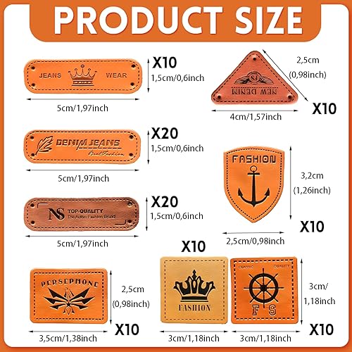 100 Pcs Étiquette en Cuir PU Etiquette en Cuir Fait Main à Coudre PU Faits à la Main Étiquette en Relief avec des Trous Pour Fabrication Vetements Jeans Sacs Chaussures Chapeau (Style Mixte) - Nail Gallerys