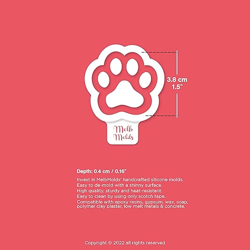 MelbMolds - Moules en silicone pour résine époxy en forme de patte - 2 pièces - Créez des porte-clés, des identifiants pour animaux de compagnie, des médailles pour chien et des bijoux DIY. - Nail Gallerys