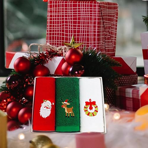3X Serviette De Noël Douce - Essuie-mains De Noël Pour Salle De Bain | Serviette De Bain Absorbante Mignonne De Vacances | Torchons De Cuisine À Main | Serviettes De Vacances Décoratives En Coton Épai - Nail Gallerys