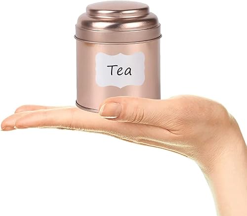 Reykentu BoîTe à Thé 12 PièCes avec Couvercles Doubles HerméTiques, Mini BoîTe en Fer Blanc et Petites BoîTes de Cuisine Rondes pour Le Thé (Or Rose) - Nail Gallerys
