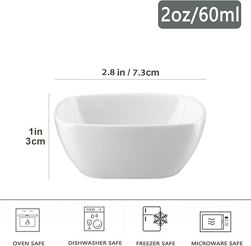 UIBFCWN 12 x Bols à Sauce en Porcelaine (7,3 x 3 cm), 60ml Bols à Tapas et Sauces, Bols à Trempette, Bols à Sushi, Bols à Confiture, Mini Bols de Service Pour La Préparation de La Cuisine - Nail Gallerys