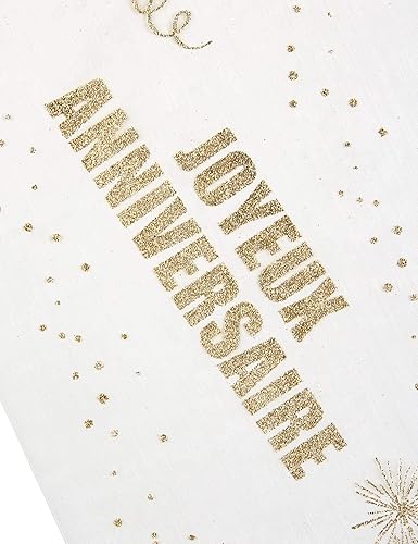 Chemin de table organza Joyeux Anniversaire doré 29 cm x 5 m - Nail Gallerys