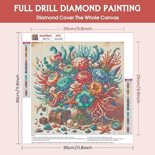 DOMROM Kit de peinture diamant 5D pour adultes - Corail - Kit de peinture diamant - Kit de peinture diamant numérique - Broderie pour décoration murale - 30 x 30 cm - Nail Gallerys