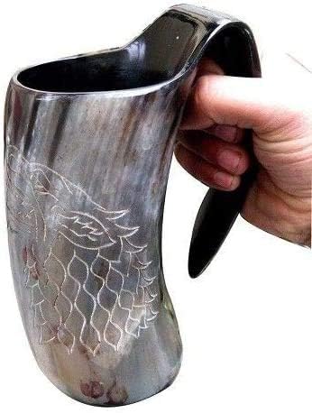 Samara Nautical Game of Thrones - Tasse avec loup et corne, motif Stark - Pour bière, vin, bière - Nail Gallerys