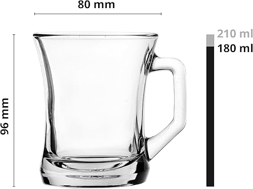 Glasmark KROSNO 1992 Verre Thé Café Avec Poignée 200 ml Robuste Lavable Au Lave Vaisselle Brillant Transparent - Nail Gallerys