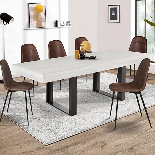 IDMarket - Table à Manger Extensible Rectangle Phoenix 4-8 Personnes Bois Gris 160-200 cm - Nail Gallerys