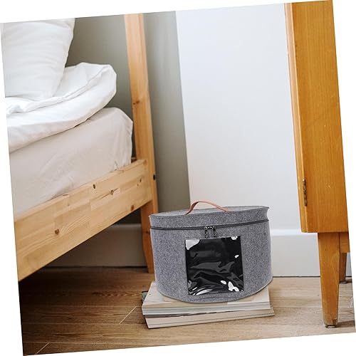 IMIKEYA Boîte À Chapeaux De Voyage Grand Récipient De Rangement Organisateur De Chapeaux Couvercle Portable Et Robuste 40 X 26 Cm Gris - Nail Gallerys