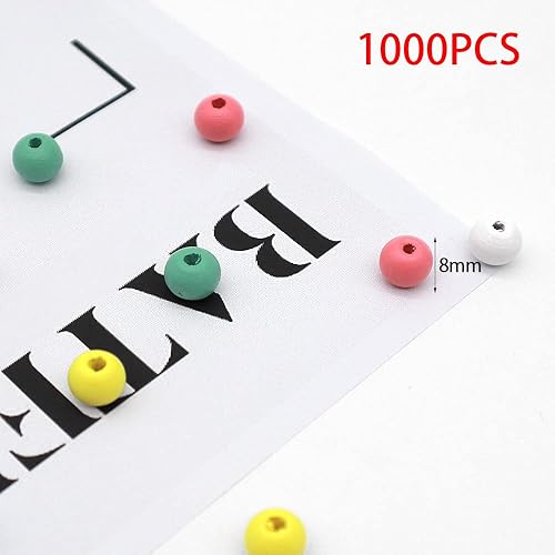 KtbeYTi 1000 Pcs 8 mm Perles en Bois Multicolores, Perles de Bois Colorées pour Loisirs Créatifs et Fabrication de Bijoux Cadeau, Couleur nacrée - Nail Gallerys