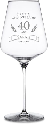 AMAVEL Verre à Vin Rouge Gravure Personnalisée Âge et Nom, Joyeux Anniversaire, Volume : 500 ML - Nail Gallerys