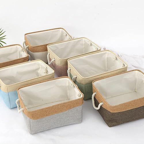 Lot de 2 boîtes de rangement pliables sans couvercle, boîtes de rangement, décoratives en tissu avec poignées pour organiser les étagères, armoires, 31 x 21 x 13 cm, beige - Nail Gallerys