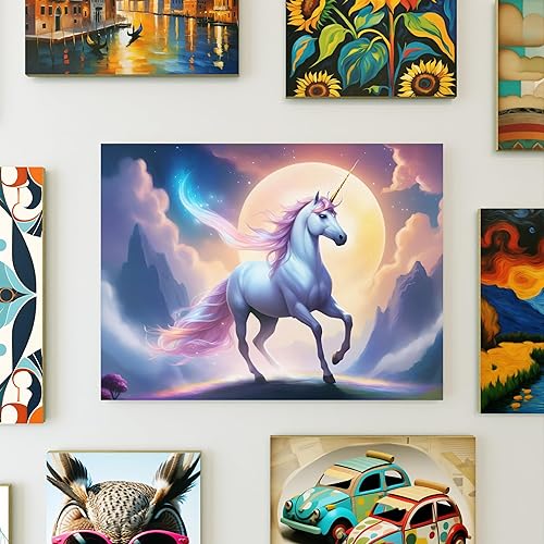 emmena Licorne fantaisie avec pleine lune - 40 x 30 cm - Nail Gallerys