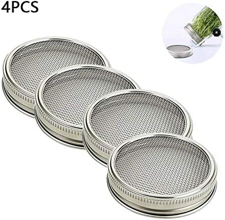 Merrday Lot de 4 grands couvercles en acier inoxydable avec bonne aération pour germination de graines biologiques dans votre cuisine - Nail Gallerys