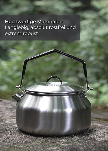 LAMBDA COFFEE® GEYSIR Bouilloire 1 l en acier inoxydable avec seulement 290 g I Pour le camping et l'extérieur I Théière I Bouilloire de camping portable 1000 ml I Bouilloire de camping - Nail Gallerys