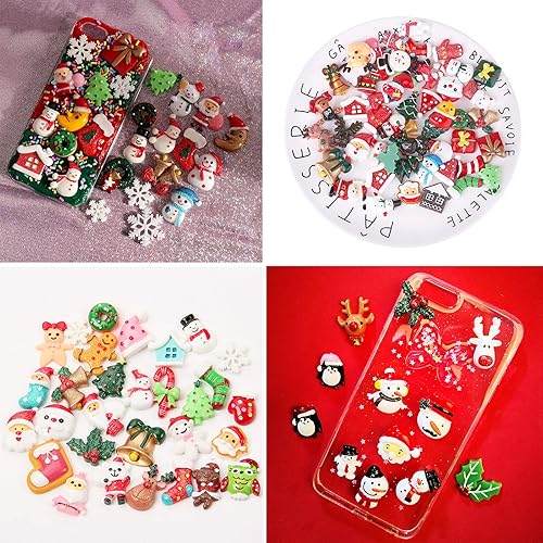 Kalolary 50 Pièces Ornements Miniatures Résine, Ornements de Noël, Bricolage, Scrapbook, Cadeaux - Nail Gallerys